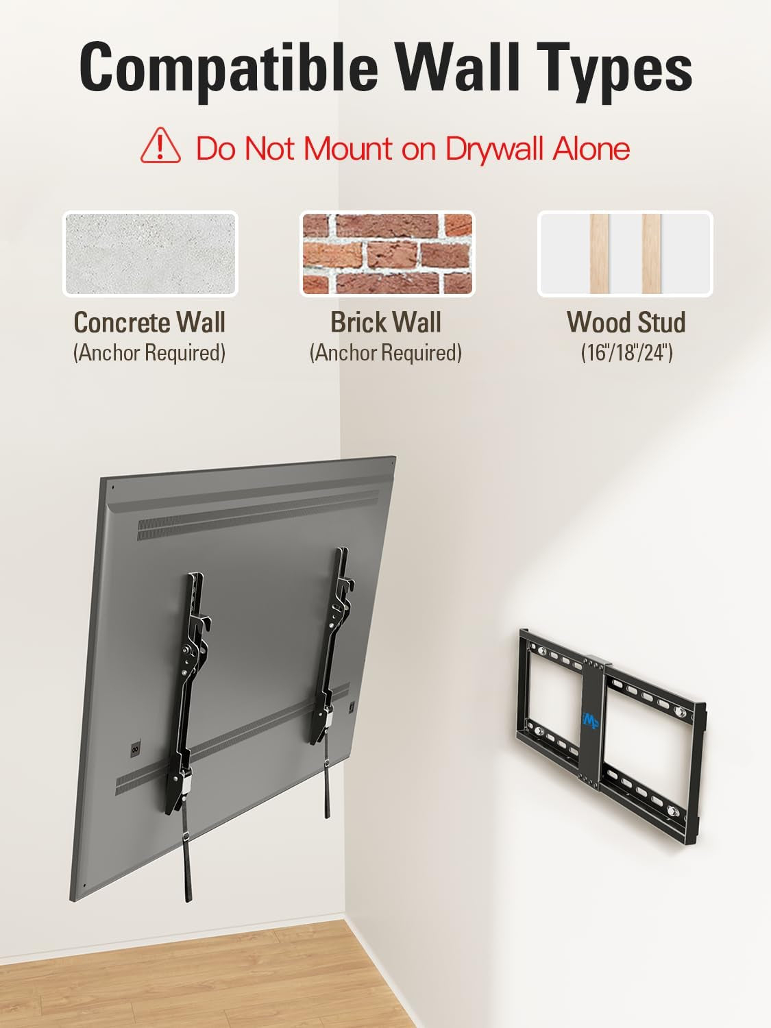tilting-tv-wall-mount-for-most-37-90-inch-tvs-up-to-132lbs-low-profile-tv-mount-fits-16-18-24-studs-max-vesa-600x400mm-wall-mount-tv-bracket-with-quick-lock-release-md2268-lk