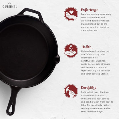 Cast Iron Skillet with Lid - 12"-Inch Frying Pan + Glass Cover + Silicone Handle Holder - PFAS and Pfoa-Free Pre-Seasoned Oven Safe Cookware - Indoor/Outdoor Use - Grill, BBQ, Fire, Stovetop2