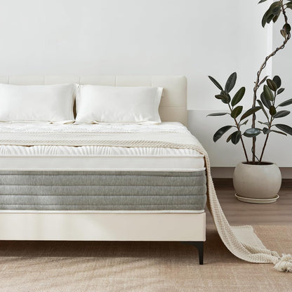 Queen Mattress, 14 Inch Queen Size Hybrid Mattress in a Box with Memory Foam and Individually Pocketed Spring, Motion Isolation, Pressure Relief, Medium Firmness, Certipur-Us Certified1