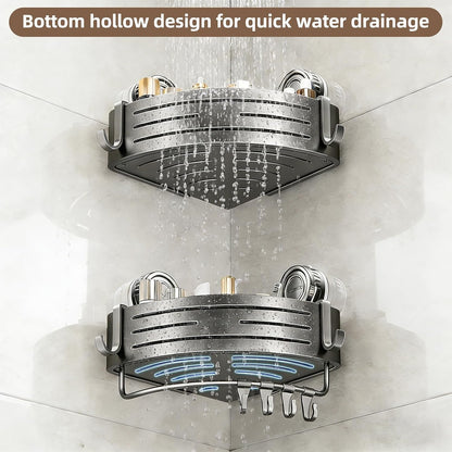 Suction Cup Corner Shower Caddy, No Drill, 2 Tier, Gray4