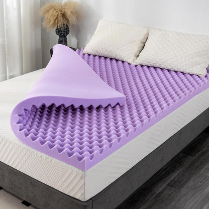 3 Inch Egg Crate Twin Memory Foam Mattress Topper, Cooling Gel Infused Foam Mattress Topper for Pressure Relief, Certipur-Us Certified Twin Bed Topper, Purple, 38"×75" | Lavender Scent Gel Infused Foam Mattress Topper for Pressure Relief, Certipur-Us Certified Twin Bed Topper, Purple, 38"×75"1