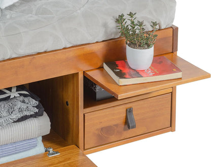 Bali King Size Storage Platform Bed with 6 Drawers, 6 Shelves, 3 Door Cabinets, 2 Pullout Nightstands, Solid Pine Wood Bed Frame with Underbed Storage, No Box Spring Needed, Oak Brown10