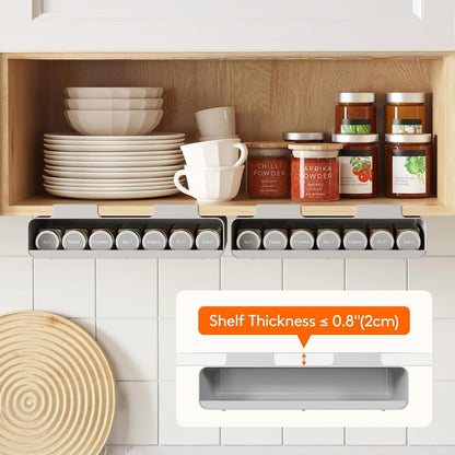 under Cabinet Spice Rack, Seasoning Organizer with 7 Spice Jars4