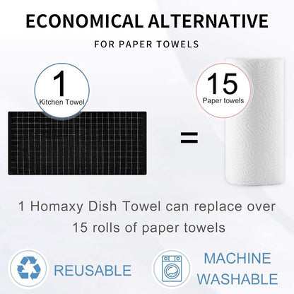100% Cotton Terry Kitchen Towels, 2 Pack, Black | Ultra Soft and Absorbent Dish Towels for Kitchen, Suitable for Drying and Washing Dishes7