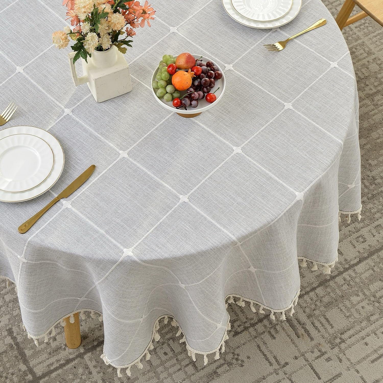 lattice-embroidery-plaid-round-tablecloth-with-tassel-round-70-inch-grey