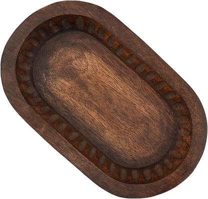 Mango Wood Decorative Bowls for Home Décor, Decorative Long Wooden Bowl for Table Centerpiece (10" X 6" X 2")4
