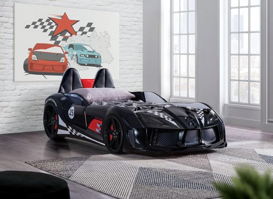 race-car-twin-size-bed-frame-for-boys-with-led-lights-music-player-magnetic-doors-kids-bedroom-furniture-black