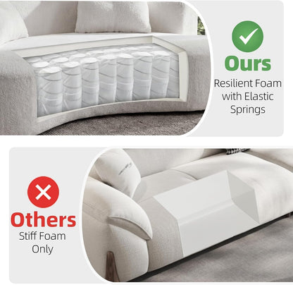 Modern Curved Boneless Sofa, 80" Comfy Cloud Couch for Living Room, Luxury Plush Boucle Sofa Couches for Apartment & Reception Spaces, Cream White4