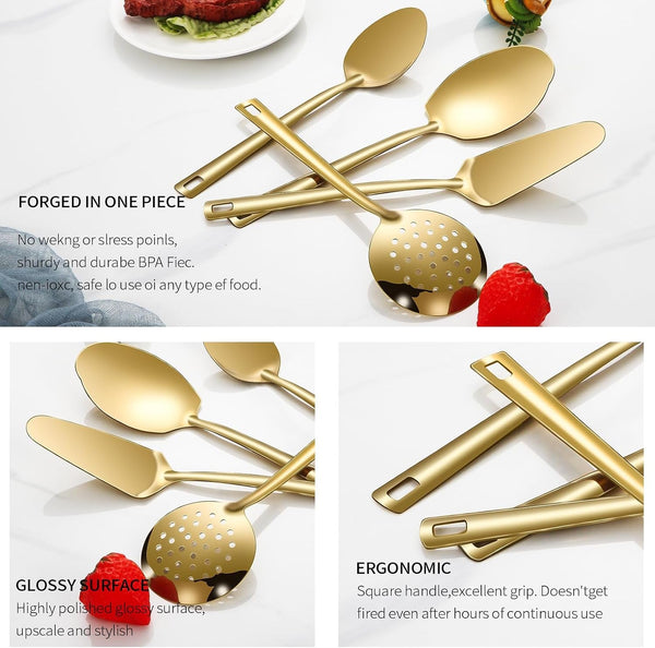 Cooking Utensil Set 11 Pcs Stainless Steel Kitchen Utensils Set Wok Utensils Kitchen Tool Set Spatula Set Heat Resistant Metal Kitchen Tools Ergonomic Handleeasy to Clean Dishwasher Safe3