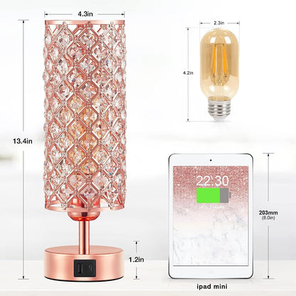Pink Crystal Table Lamp, 3 Way Dimmable Touch Lamps for Night Stands5