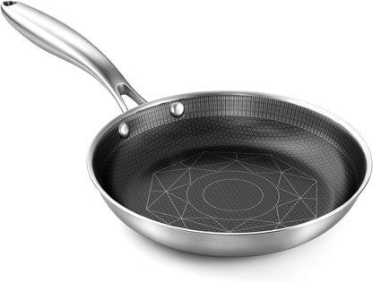 8-Inch Stainless Steel Pan, Hybrid Nonstick Frying Pan | 3-Ply Clad Cookware, Healthy & Non-Toxic, Dishwasher & Oven Safe, Stay-Cool Handle, Induction Compatible – Metal Utensil Safe1