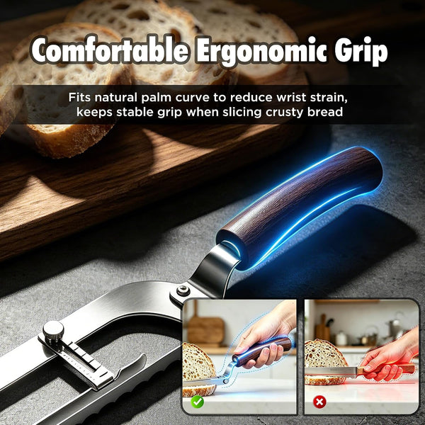 Upgraded Bread Knife for Homemade Bread, 6 Adjustable Thickness Bread Slicer, Ergonomic Bow-Design Serrated Bread Knife, Razor-Sharp Cutter for Crusty Sourdough & Baguette, Gift for Bakers3