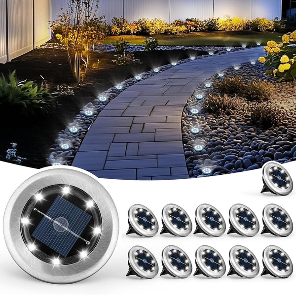Mini Solar Ground Lights, 12 Pack Solar Powered Pathway Lights, Waterproof Outdoor Light for Garden, Driveway, Walkway, Backyard, Patio (Cool White)1