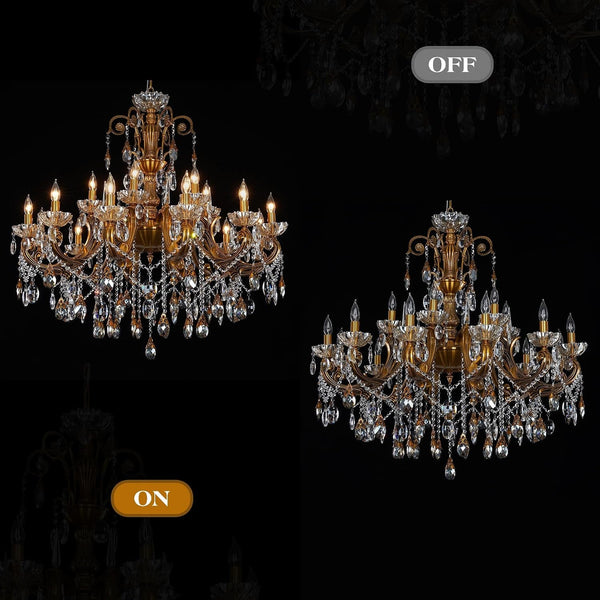 Vintage Brass Crystal Chandelier Large Candle Style Pendant Light5