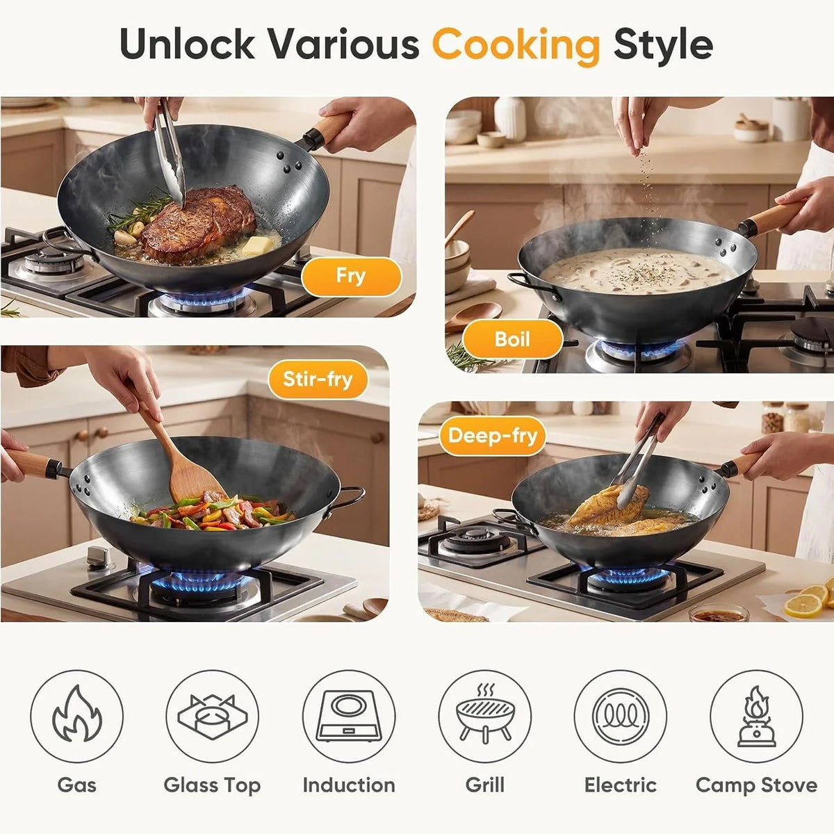13-5-carbon-steel-wok-pan-pre-seasoned-flat-bottom-wok-for-stir-fry-bbq-grill-camping-compatible-with-induction-electric-gas-and-open-fire-black