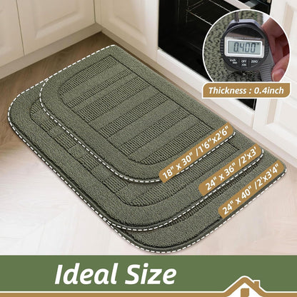 30X18 Inch Kitchen Rugs Non Slip Washable Kitchen Sink Rug, Green | Durable Kitchen Mat, Absorbent Kitchen Mats for Floor, Stain Resistant Small Kitchen Rug, Semicircular Easy Clean & TPR Grip4