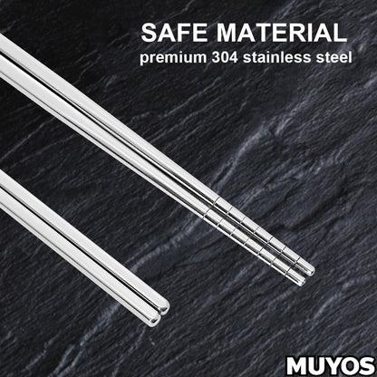 Stainless Steel Chopsticks, 5 Pairs, Silver | Chopsticks Reusable for Daily Meals, Metal Chopsticks with a Hollow-Core Lightweight Design, Non-Slip Tips, Dishwasher Safe6