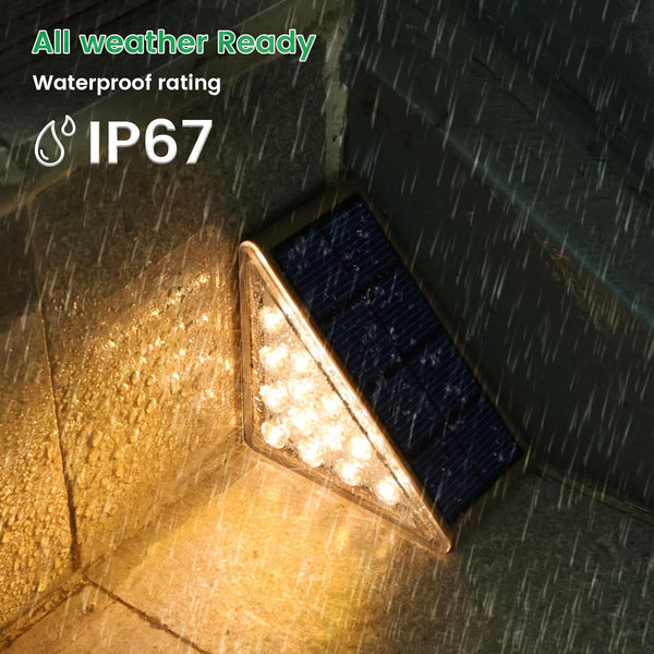 Solar Step Lights for Outside, 12Pack Solar Stair Lights Outdoor Waterproof IP67, Deck Step Lights, Outdoor Light Decor for Staircase, Patio, Front Step, Pathway, Front Porch(Warm Brown)3