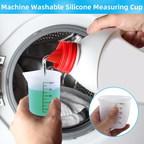 4 Pack Reusable Silicone Measuring Cups,100Ml Laundry Detergent Dispenser,Liquid Measuring Cups for Laundry Room,Bathroom,Dormitory,Diy,Art & Craft4