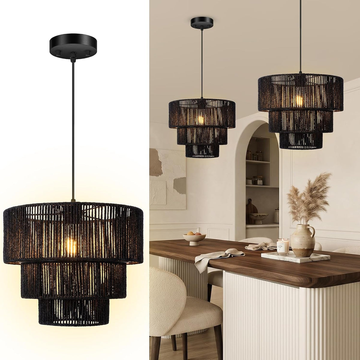 boho-rattan-chandelier-light-3-tier-hand-woven-pendant-ceiling-light-13-farmhouse-coastal-wicker-chandelier-hanging-light-for-living-room-kitchen-island-bedroom-adjustable-cord-black