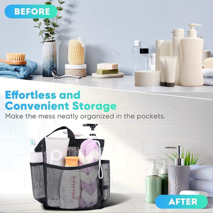 Mesh Shower Caddy Portable for College Dorm Room Essentials, 8-Pocket Large Capacity Shower Bag for Beach, Swimming, Gym - Essential Toiletry Storage Bag5