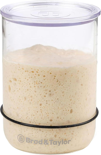 Sourdough Starter Jar (32Oz) 100% Dishwasher Safe, Measurement Markings, Height Marker & Loose-Fitting Lid That Prevents Pressure Buildup (Durable Glass Jar, Bpa-Free)1