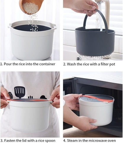 Microwave Rice Cooker, 2L Microwave Rice Steamer Pasta Cooker, Food Grade PP Microwave Rice Cooker, Strainer and Steamer Pot Set,4Pcs(Color:Orange), 22351076 | Food Grade PP Microwave Rice Cooker, Strainer and Steamer Pot Set,4Pcs, 223510766