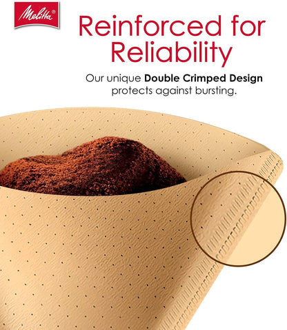 Melitta #4 Unbleached Coffee Filters, Premium, Natural Brown, Flavor Enhancing Coffee Filters for 8-12 Cup Coffee Makers, Kosher Certified, Compostable, 100 Count (Pack of 3)6