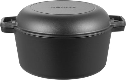 Cast Iron Dutch Oven, 2-In-1 Pre-Seasoned Pot with Skillet Lid, 5QT Cookware Pan with Proofing Basket, Bread Baking Accessories, Bread-Oven Compatible 500℉9