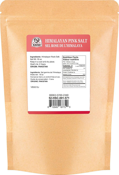 52USA Himalayan Pink Salt, Coarse Grain 1 Lb, Salt for Grinder Refill | No Artificial Colors, No Additives, No Gluten, Kosher Certified, Unrefined Rock Salt for Cooking, Seasoning & Grilling7