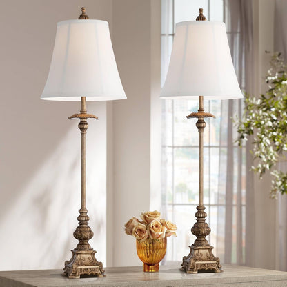 Juliette 36 1/2" Large Buffet Table Lamps Set of 2 Gold Skinny2