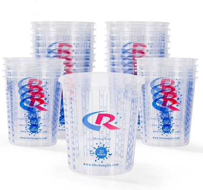 Paint Mixing Cup 20 Ounce, Accurate Measurements in Ratios and OZ. and ML, 12PCS Plastic Graduated Measuring Cups for Paint, Resin, Epoxy, Acrylic, Pigments, Art1