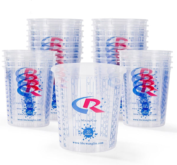 Paint Mixing Cup 20 Ounce, Accurate Measurements in Ratios and OZ. and ML, 12PCS Plastic Graduated Measuring Cups for Paint, Resin, Epoxy, Acrylic, Pigments, Art1