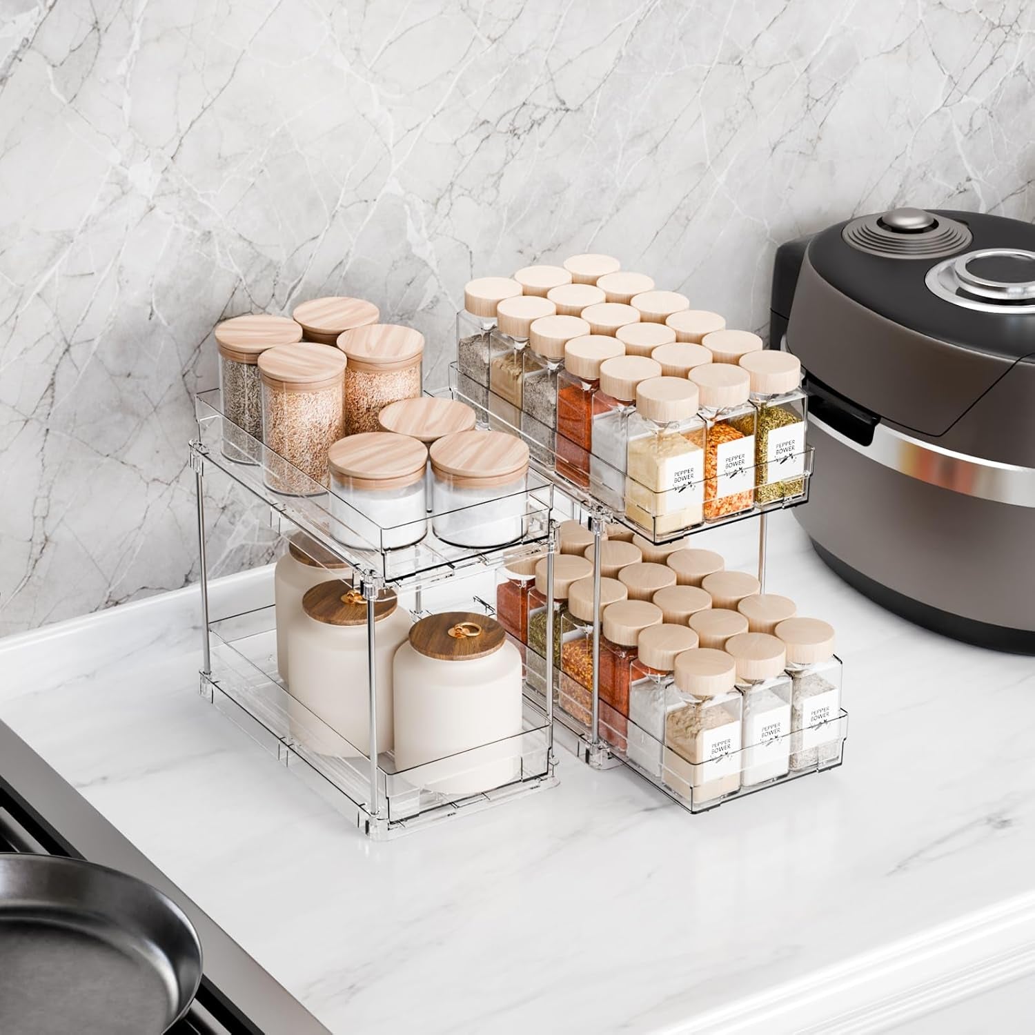 2-pack-2-tier-vertical-spice-rack-pull-out-10-4-deep-narrow-slide-out-spice-rack-organizer-for-inside-cabinets-kitchen-pantry-cupboard-seasoning-can-jar-organizer-and-medicine-cabinet-storage