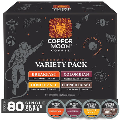 K-Cup Coffee Pods, Light Medium & Dark Variety Pack, 80 Count | Variety Pack Includes 20 Breakfast, 20 Colombian, 20 Donut Café, 20 French Roast, Compatible with Keurig K Cup Brewers1