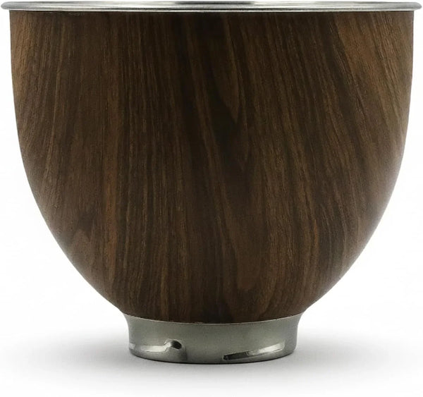 Wood Grain 5 Qt Stainless Steel Mixer Bowl for Kitchenaid Tilt-Head Mixer | 18/8 Stainless Steel, Heavy Duty, Dishwasher Safe, Mixing Bowl and Whisk Attachment for Kitchenaid K45 KSM75 KSM90 KSM1501