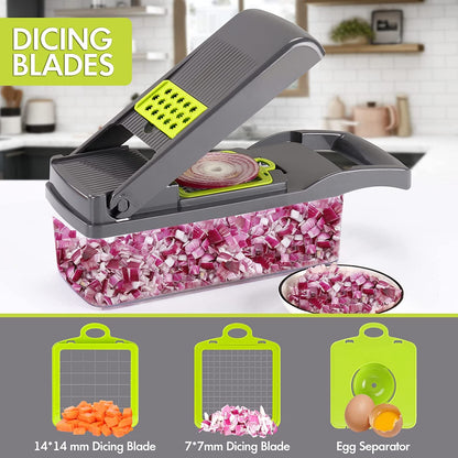 Rotary Cheese Grater with 3 Stainless Steel Drum Blades and 12 in 1 Professional Mandolin Slicer for Kitchen with 1.7 L Vegetable Container5