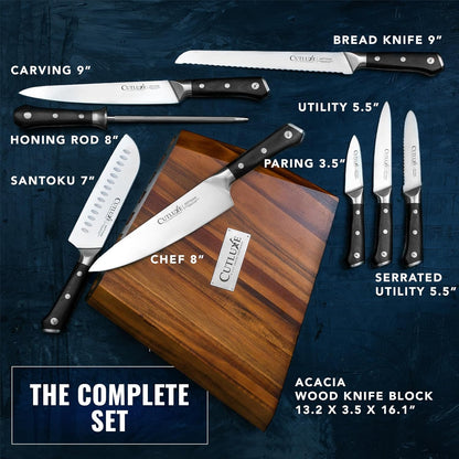 Kitchen Knife Set, 8-Piece Chef Knives with Acacia Wood Block | Razor Sharp Full Tang Blades, High Carbon German Steel – Artisan Series, Professional2