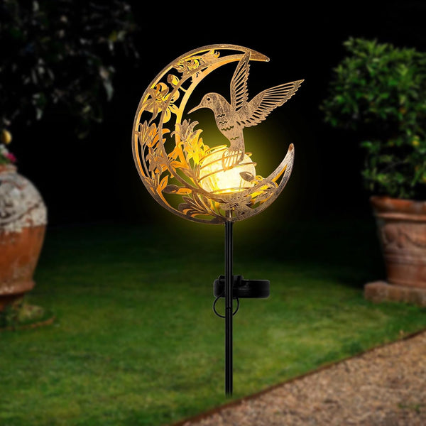 Solar Hummingbird Garden Gifts for Mom/Grandma/Women,Lights Outdoor Decor - Moon & Bird Solagardenlights Waterproof, Auto On/Off Pathway Lighting for Yard/Lawn/Patio,Thanksgiving Day6