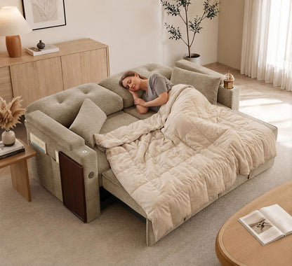 73" Sleeper Sofa, Convertible Sofa Bed with Pull Out Couch, Khaki2