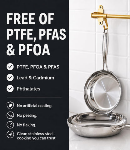 12 Inch Tri-Ply Stainless Steel Frying Pan with Lid | Large Induction Skillet, Non Toxic No Coating Chef'S Pan, Oven & Dishwasher Safe, All Cooktops Compatiable, Polish Silver3