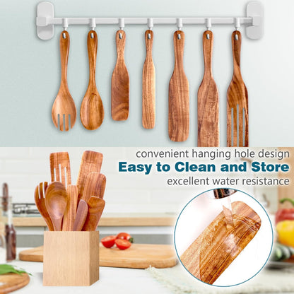 8 Pcs Acacia Wood Spurtle Set, Nonstick Cooking Utensils6
