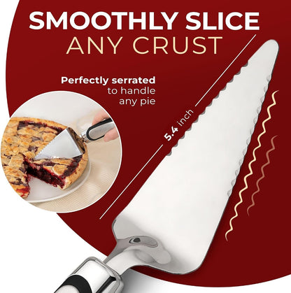 Pie Server, Essential Kitchen Tool, Serrated on Both Sides, Great for Right or Left Handed Chef, Stainless Steel Flatware, Cake Cutter, Black4