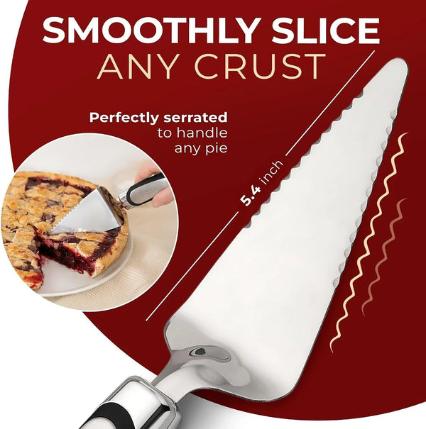 Pie Server, Essential Kitchen Tool, Serrated on Both Sides, Great for Right or Left Handed Chef, Stainless Steel Flatware, Cake Cutter, Black4