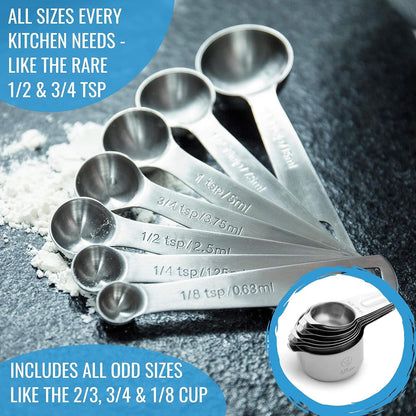 Measuring Cups and Spoons Set, 16-Piece Stainless Steel, Leveler & Chart3