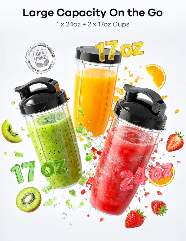 Blender for Smoothies, 14Pcs Personal Blender for Shake and Smoothies for Kitchen with 3 Portable Cups (1X24Oz & 2X17Oz), Single Serve Smoothie Maker, Nutritious Recipe7