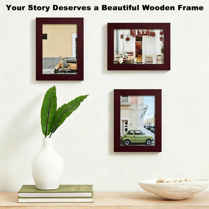 5X7 Solid Wood Picture Frame with Real Glass Cover Dark Brown4