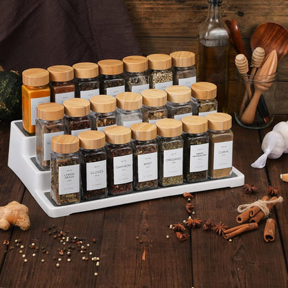 24 Pcs Glass Spice Jars with Bamboo Lids, 4 Oz Glass Jars with Minimalist Farmhouse Spice Labels Stickers, Collapsible Funnel, Seasoning Storage Bottles for Spice Rack, Cabinet, Drawer6