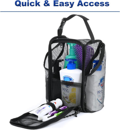 Mesh Shower Caddy Toiletry Organizer Hanging Shower Tote Bag, Quick Dry Shower Organizer Portable Bath Bag with Durable Zippers & Side Pockets for Travel, Gym, Swimming, Beach and Camp3