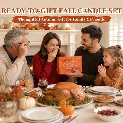 Fall Candles Gift Set with Wreath, 4 Pack, 7 Oz Each7